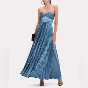 Amur belle strapless blue satin dress